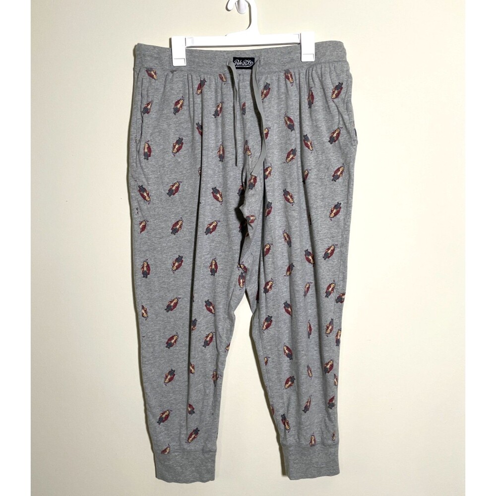 Polo Ralph Lauren Men's Bear Print Jogger Pants Gray Size XL Lounge PJ Bottoms